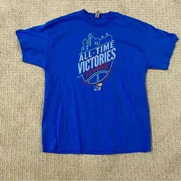 Kansas Jayhawks All Time Victories Leader t shirt size XL color Blue - Picture 1 of 4